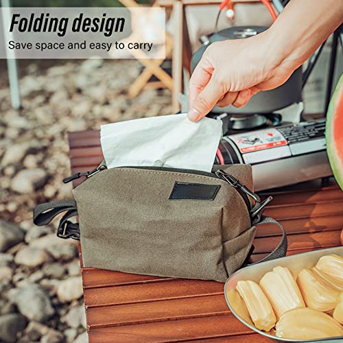 Tissue Dispenser, Practical Zipper Closure Canvas Multi Purpose Napkin Paper Dispenser Folding for Outdoor Activities