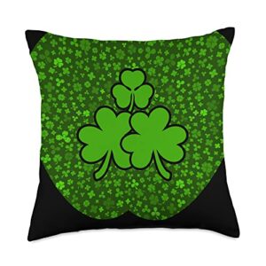 st. patricks day shamrock clover lips paddys day patricks shamrock clover lips st. patty paddys day throw pillow, 18x18, multicolor