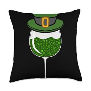 st. patricks day wine drinker paddys day st. patricks drinking wine drinker paddys day throw pillow, 18x18, multicolor