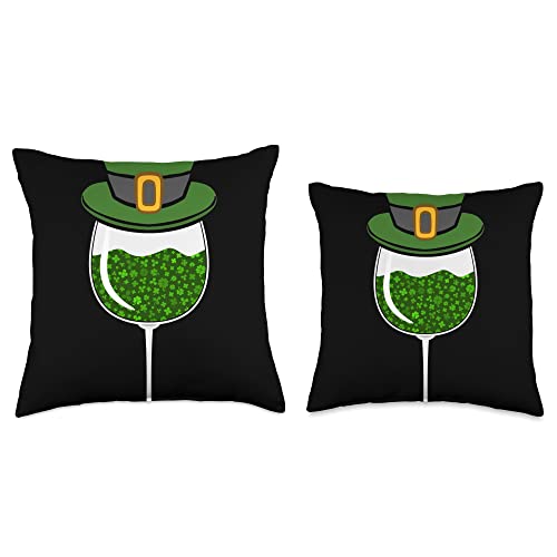 St. Patricks Day Wine Drinker Paddys Day St. Patricks Drinking Wine Drinker Paddys Day Throw Pillow, 18x18, Multicolor