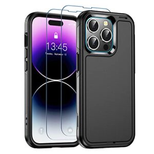 jaroco for iphone 14 pro case, [military grade drop protection] [2 pcs screen protector & camera lens protector] full-body shockproof protective for iphone 14 pro phone case 6.1 inch (black)