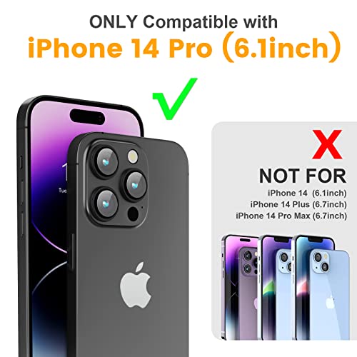 jaroco for iPhone 14 Pro Case, [Military Grade Drop Protection] [2 pcs Screen Protector & Camera Lens Protector] Full-Body Shockproof Protective for iPhone 14 Pro Phone Case 6.1 inch (Black)