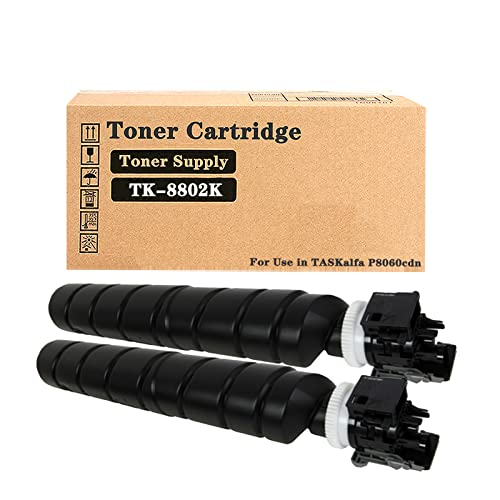 RIUT TK-8802 Compatible Toner Cartridge for Kyocera TK-8802K TK-8802C TK-8802M TK-8802Y, Large Capacity Work with TASKalfa P8060cdn Printer Black x 2