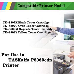 RIUT TK-8802 Compatible Toner Cartridge for Kyocera TK-8802K TK-8802C TK-8802M TK-8802Y, Large Capacity Work with TASKalfa P8060cdn Printer Black x 2