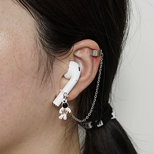 ZOSTLAND 1 Pair Creative Earphone Anti Lost Earring Clip Earclip Strap Wireless Earhook Earbud Ear Bud Holder Connector Compatible with Airpods 1/2/Pro/3 Beats Fit Pro Sony (Astronaut)