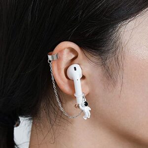 ZOSTLAND 1 Pair Creative Earphone Anti Lost Earring Clip Earclip Strap Wireless Earhook Earbud Ear Bud Holder Connector Compatible with Airpods 1/2/Pro/3 Beats Fit Pro Sony (Astronaut)