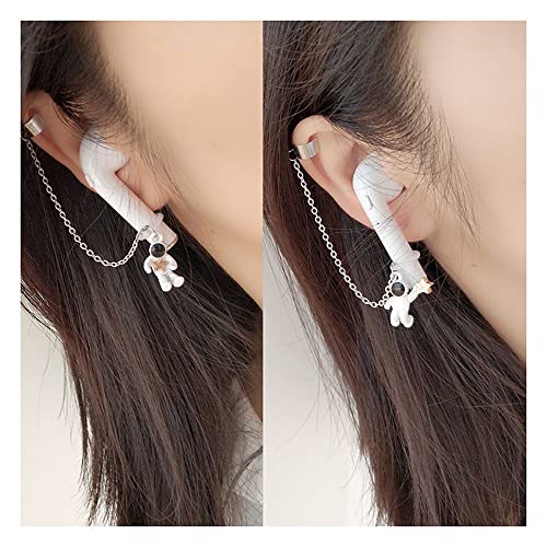 ZOSTLAND 1 Pair Creative Earphone Anti Lost Earring Clip Earclip Strap Wireless Earhook Earbud Ear Bud Holder Connector Compatible with Airpods 1/2/Pro/3 Beats Fit Pro Sony (Astronaut)