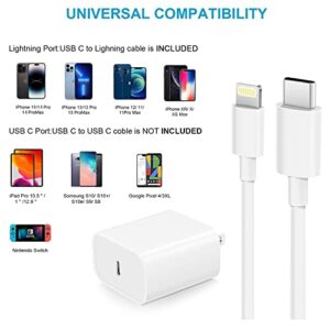 iPhone 13 14 Fast Charger [MFi Certified] 2 Pack 20W PD USB-C Power Wall Charger with Type-C to Lightning Quick Charge Sync Cord for Apple iPhone 14 13 12 11 Pro/XS/X/SE