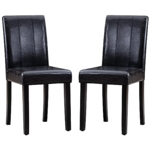 crecq upholstered dining chair set of 2 pu leather living room & dining room chairs,modern kitchen armless side parsons chair with solid wood legs,black