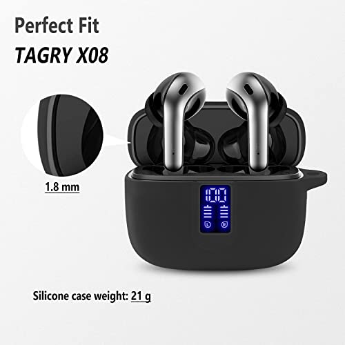 Geiomoo Silicone Case Compatible with TAGRY X08, Protective Cover with Carabiner (Black)