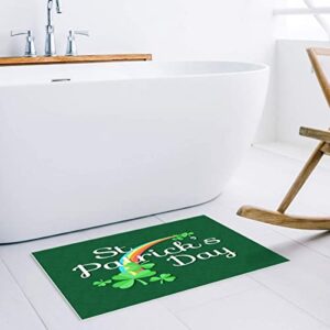 Entrance Way Door Mats Bath Mats Welcome Rugs St. Patrick's Day Shamrock and Rainbow Decor Printed Indoor Mat Rubber Backing Floor Mat for Kitchen/Bedroom/Office 16x24inch