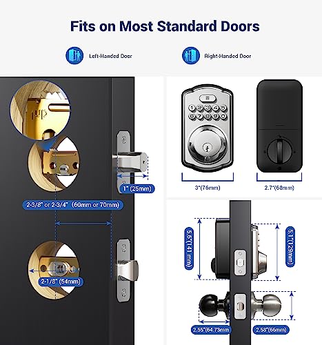 Veise KS02D and KS01C Door Lock with Handle Set Bundle