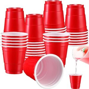 uiifan 500 pcs disposable party plastic cups bulk red disposable drinking cups for coffee cocktail for christmas halloween party wedding baby shower events bbq home use(red, 2 oz)