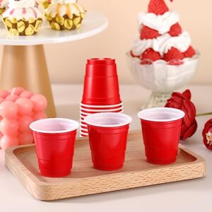 Uiifan 500 Pcs Disposable Party Plastic Cups Bulk Red Disposable Drinking Cups For Coffee Cocktail for Christmas Halloween Party Wedding Baby Shower Events BBQ Home Use(Red, 2 oz)