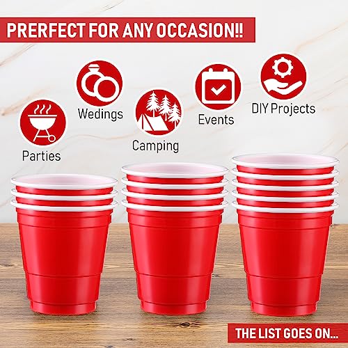 Uiifan 500 Pcs Disposable Party Plastic Cups Bulk Red Disposable Drinking Cups For Coffee Cocktail for Christmas Halloween Party Wedding Baby Shower Events BBQ Home Use(Red, 2 oz)