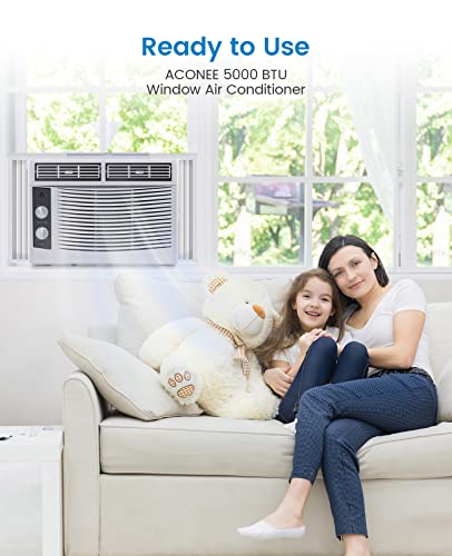 ACONEE 5000 BTU Window Air Conditioner, Window AC Unit with Easy-to-Use Mechanical Controls and Reusable Filter, Efficient Cooling for Smaller Areas, Cools 150 Sq.ft, 110-115V