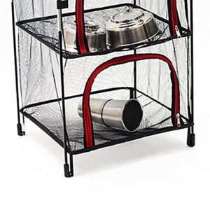 UPQRSG Herb Drying Rack, 3 Layer Hanging Mesh Net Dryer, Multifunction Folding Fish Mesh, Portable Vegetable Dishes Mesh with Zipper, Plant Drying Rack Storage Bag for Fruits, Seafoods, Clothes(Red)