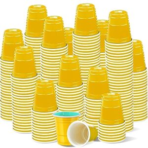 cssopenss 500 pcs 2 oz plastic shot glasses yellow shot glasses disposable 2 oz yellow solo cups for drinking tastings served snacks jello tastings and samples