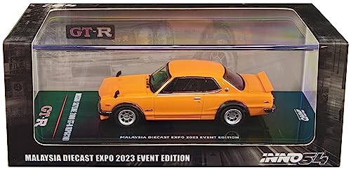 Skyline 2000 GT-R (KPGC10) RHD (Right Hand Drive) Orange Malaysia Diecast Expo Event Edition (2023) 1/64 Diecast Model Car by Inno Models IN64-KPGC10-MDX23OR