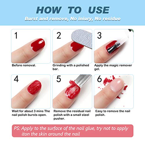 Nail Polish Remover, Gel Polish Remover for Nails with Cuticle Pusher and Nail Polish Scraper, Remove Gel Nail Polish Fast in 2-5 Minutes, No Need For Foil, Soaking Or Wrapping