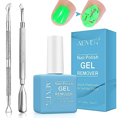 Nail Polish Remover, Gel Polish Remover for Nails with Cuticle Pusher and Nail Polish Scraper, Remove Gel Nail Polish Fast in 2-5 Minutes, No Need For Foil, Soaking Or Wrapping