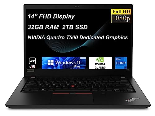 lenovo Newest ThinkPad P14s Gen 2 14" FHD (Intel Core i7-1165G7, 32GB RAM, 2TB SSD, T500 Graphics) Mobile Workstation Business Laptop, Anti-Glare, Backlit, Fingerprint, Win 11 Pro, Black