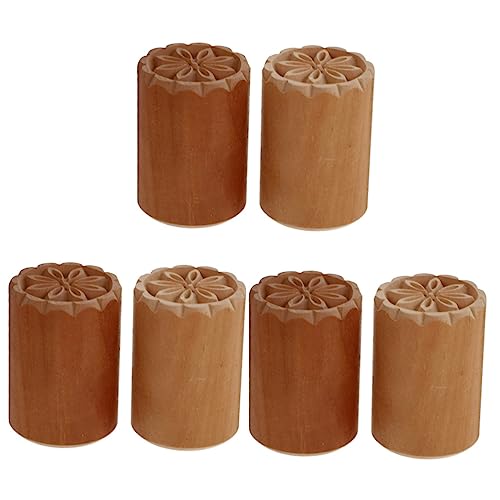 UPKOCH 6 Pcs baking stamp mooncake maker cutter pottery tool Moon Cake Maker Tool DIY Baking Mold cookies dough cookie embosser mooncake stampers moon cake stamp pastry wooden Masher