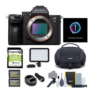 sony alpha a7 iii e-mount interchangeable lens mirrorless camera with full frame sensor bundle with led light panel, camera bag, 128 gb memory card and camera accessories (6 items)