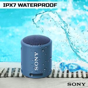 Sony Bluetooth Speaker, Portable Speakers Bluetooth Wireless, Extra BASS IP67 Waterproof & Durable for Outdoor, Compact Mini Travel Speaker Small, 16 Hour Battery, USB Type-C, Blue + USB Adapter