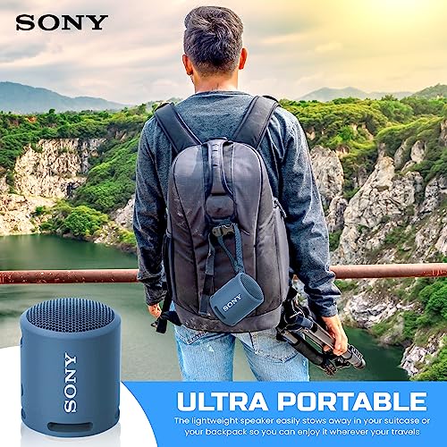 Sony Bluetooth Speaker, Portable Speakers Bluetooth Wireless, Extra BASS IP67 Waterproof & Durable for Outdoor, Compact Mini Travel Speaker Small, 16 Hour Battery, USB Type-C, Blue + USB Adapter