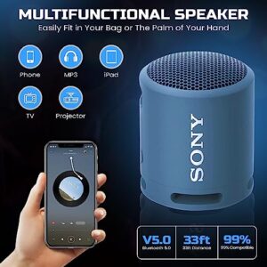 Sony Bluetooth Speaker, Portable Speakers Bluetooth Wireless, Extra BASS IP67 Waterproof & Durable for Outdoor, Compact Mini Travel Speaker Small, 16 Hour Battery, USB Type-C, Blue + USB Adapter