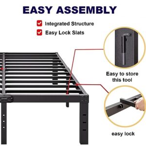 Bed Frame Full Size Storage 14 inch Tall,Platform Metal BedFrame for Kids Boys Girls, Heavy Duty Slats Support,No Box Spring Needed, Easy Assembly, Noise Free, Black (Full, 14in)