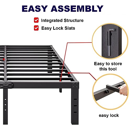Bed Frame Full Size Storage 14 inch Tall,Platform Metal BedFrame for Kids Boys Girls, Heavy Duty Slats Support,No Box Spring Needed, Easy Assembly, Noise Free, Black (Full, 14in)