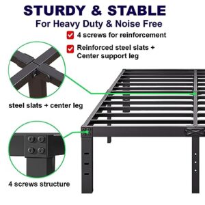 Bed Frame Full Size Storage 14 inch Tall,Platform Metal BedFrame for Kids Boys Girls, Heavy Duty Slats Support,No Box Spring Needed, Easy Assembly, Noise Free, Black (Full, 14in)