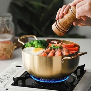 MagiDeal Korea Ramen Pot Ramyun Cooker with Handle Multipurpose Kitchen Cookware Korean Noodle Pot Instant Noodles Pot for Soup Stew Kitchen Hiking, 20cm