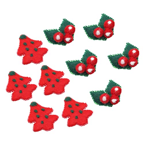 Garneck 10pcs Wool Felt Poke Fun Christmas Decor Christmas Tree Ornaments Home Decorations DIY Xmas Decorations Art Crafts Christmas Felt Tree Hair Pin Felt Charm Hand-Made Adornment