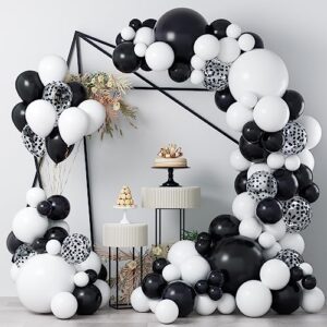 cokaobe black and white balloon garland arch kit, 124pcs white black confetti latex balloons for baby shower birthday graduation wedding engagements anniversary celebrations party decorations