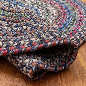 Super Area Rugs Portsmouth Braided Indoor/Outdoor Reversible Braided Rug - Made in USA - Blue Mix 4' X 6' Oval