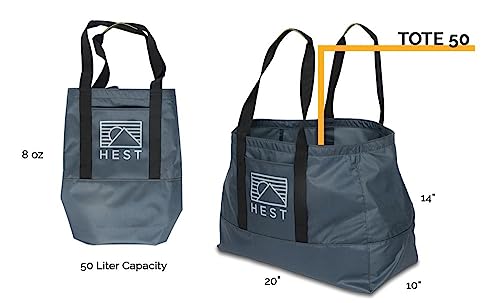 HEST Tote 50 - Camp Carry All Bag - Durable Outdoor Ready Camping Tote Bag - Carry Straps and Exterior Pocket - 50 Liter Capacity