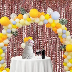 2 Pack 3.3 x 6.6 ft Wavy Tinsel Metallic Foil Fringe Curtain, Glittery Backdrop Streamer Tinsel Backdrop for Sea Ocean Theme Birthday Bachelorette Party Photo Prop Decorations (Rose Gold)