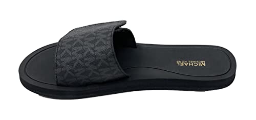 Michael Kors MK Signature Logo Print Wade Slide (Black, 11, us_footwear_size_system, adult, women, numeric, medium, numeric_11)