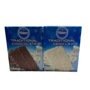 Pillsbury 2 PACK Traditional Cake Mix, Chocolate and Vanilla Mix Cake With Measuring Spoons.