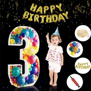 4ft large marquee numbers, marquee light up numbers, mosaic numbers for balloons, number 3 balloon frame, marquee light up numbers for 30th birthday decorations, anniversary party decor foam board
