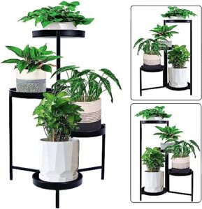 plant stand indoor outdoor 4 tier tall metal potted multiple flower pot holder shelf rustproof iron round supports planter plant rack for corner garden balcony patio