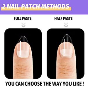 240pcs Short Almond Nail Tips,Almond Nails Pre-shaped Half Matte False Nail,Tip Kit for Soak Off Nail Extensions for Home Salons DIY Nail Art,Soft Gel Nail Tips,(12size)