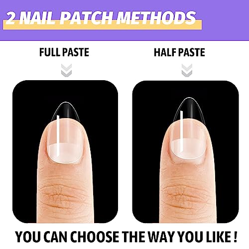 240pcs Short Almond Nail Tips,Almond Nails Pre-shaped Half Matte False Nail,Tip Kit for Soak Off Nail Extensions for Home Salons DIY Nail Art,Soft Gel Nail Tips,(12size)