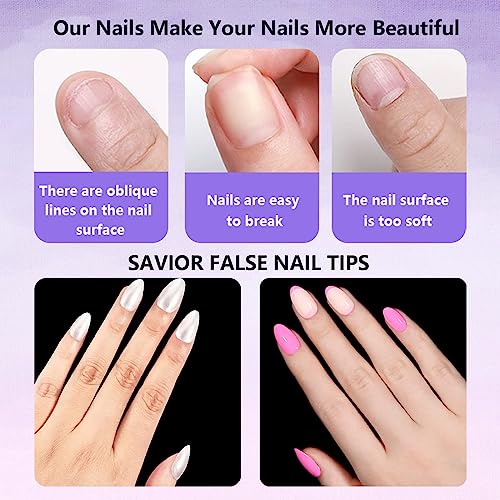 240pcs Short Almond Nail Tips,Almond Nails Pre-shaped Half Matte False Nail,Tip Kit for Soak Off Nail Extensions for Home Salons DIY Nail Art,Soft Gel Nail Tips,(12size)