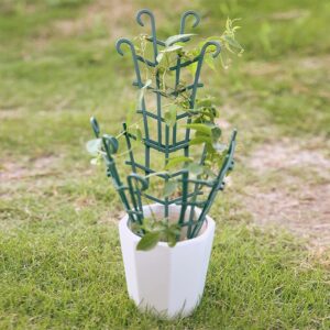 mini garden trellis for indoor and outdoor climbing plants - stackable plant trellis - plastic potted plant support (8, horn shape)