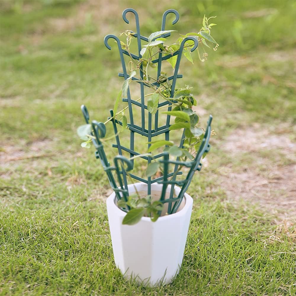 Mini Garden Trellis for Indoor and Outdoor Climbing Plants - Stackable Plant Trellis - Plastic Potted Plant Support (8, Horn Shape)