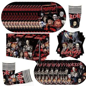 horror movie birthday party supplies horror movie party favors tableware includes tablecloth cups plates napkins for halloween decor